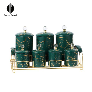 7 piece airtight ceramic canister set for coffee, tea & sugar