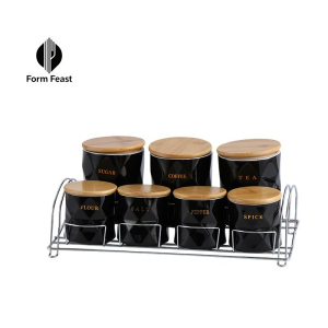 Form Feast HD-50320L 7-piece black diamond ceramic canister set for wholesale