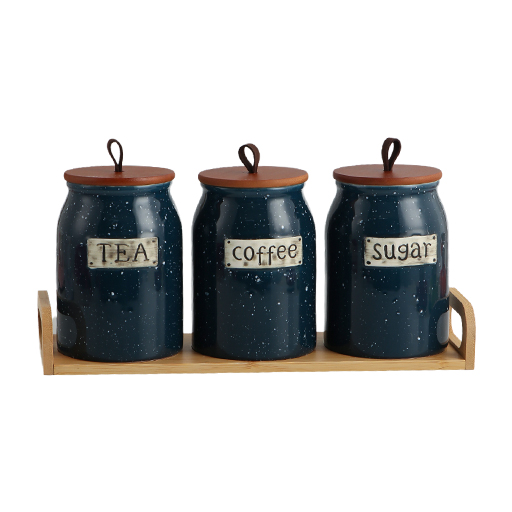 Ceramic storage jars with lids in marble pattern and solid colors - wholesale