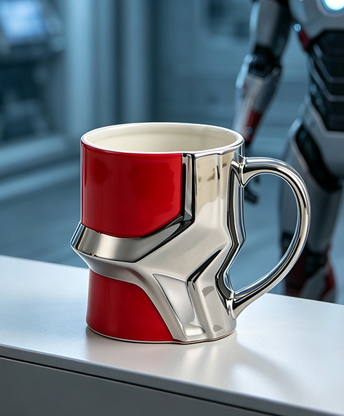3D mecha warrior shaped coffee mug, creative superhero ceramics drinking cup gift