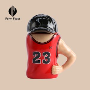 Red 3D basketball player ceramic mug 450ml - custom wholesale from Form Feast