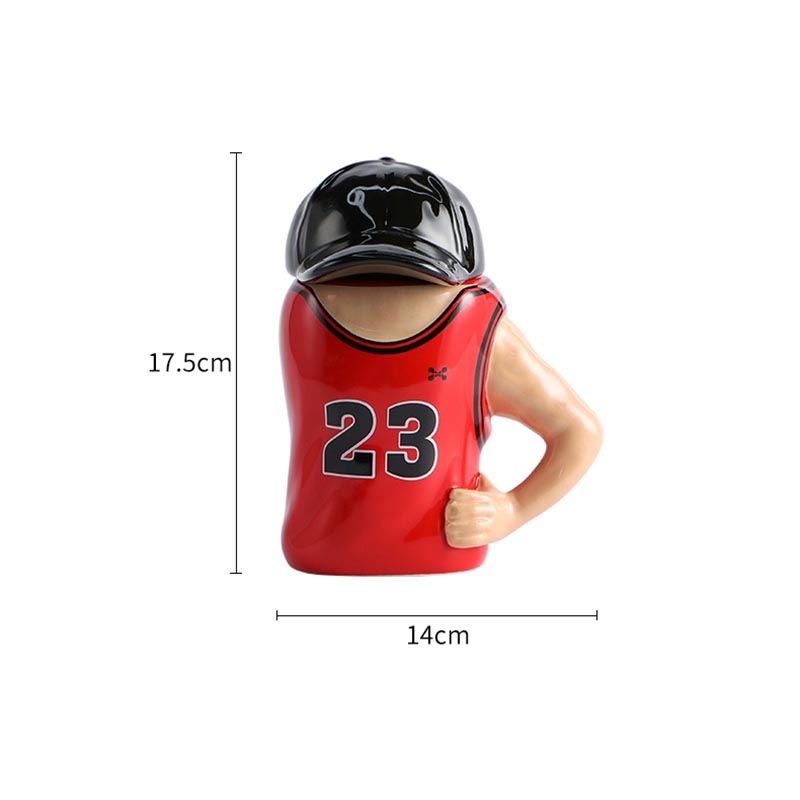 3D basketball player ceramic mug size chart 17.5cm x 14cm 450ml - Form Feast wholesale
