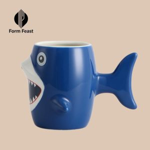 Blue 3D shark ceramic mug 450ml - Form Feast wholesale
