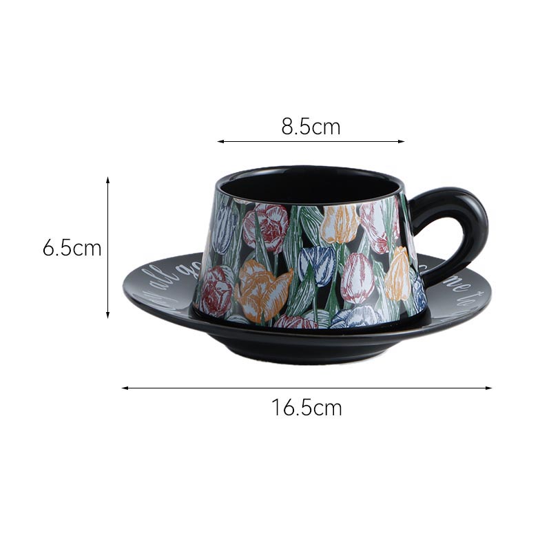HA-2041 ceramic coffee cup and saucer size chart 320ml - Form Feast wholesale
