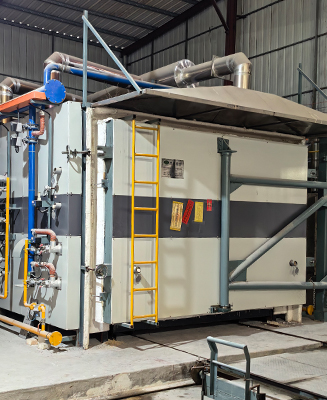 Industrial kiln used for firing ceramic products at high temperatures.