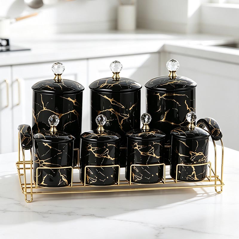 HD-5060L ceramic storage jar set in kitchen counter - Form Feast