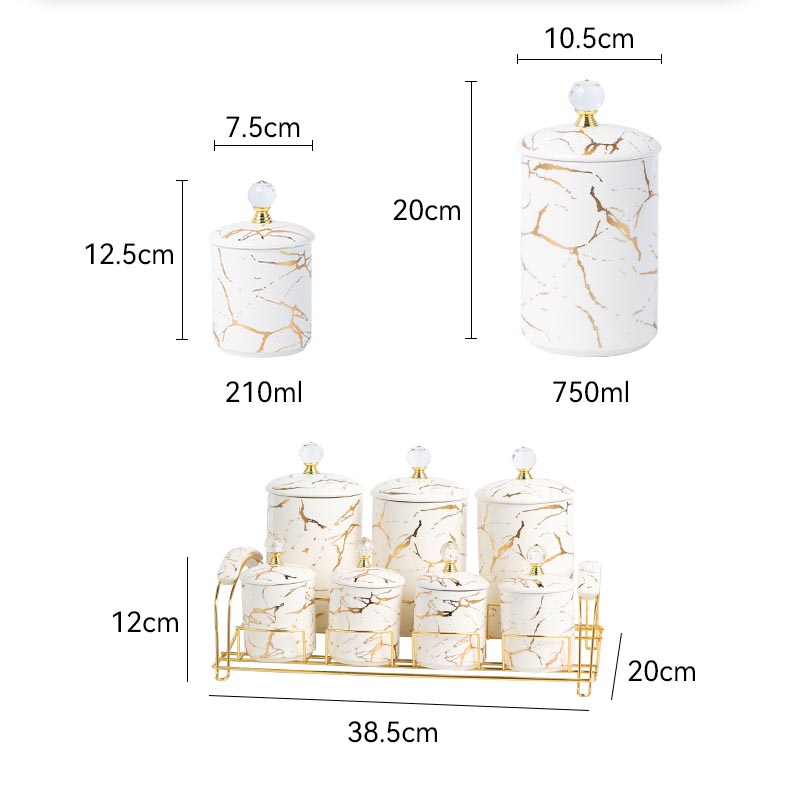 HD-5060L ceramic storage jar set size chart 7-piece - Form Feast wholesale