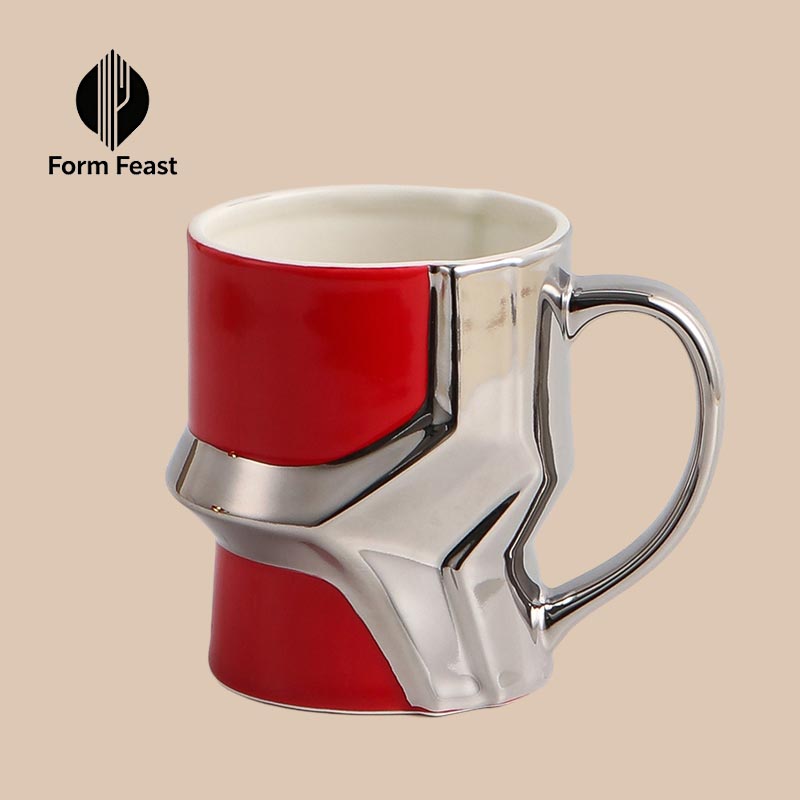 Silver HH-0030 mecha warrior ceramic mug 400ml with industrial design - Form Feast wholesale