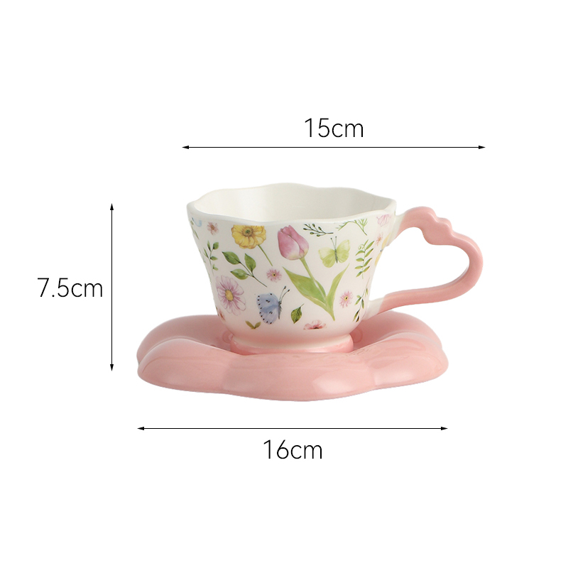 HH-8638 ceramic coffee cup and saucer size chart 300ml - Form Feast wholesale