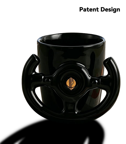 Patented 3D steering wheel ceramic mug with original design, custom wholesale from Form Feast factory