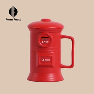 Red post box ceramic mug 500ml 3D design wholesale - Form Feast