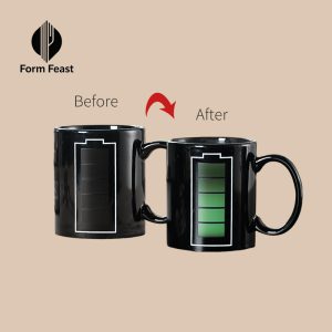 Black battery color changing ceramic mug 330ml - Form Feast wholesale