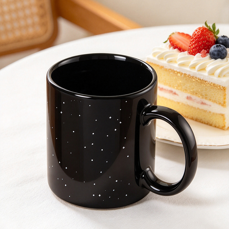 Black constellation mug cold state close up - Form Feast