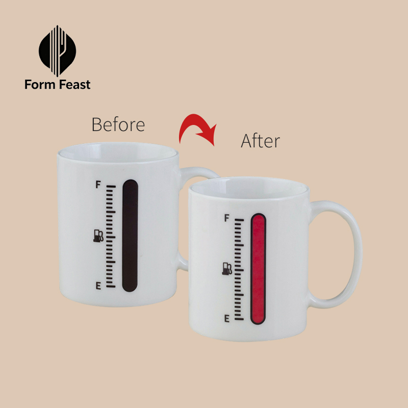 White thermometer color changing ceramic mug 330ml - Form Feast wholesale