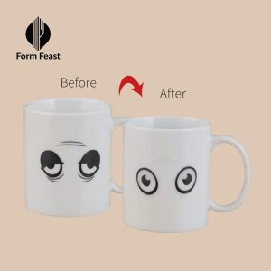 White winking eye color changing ceramic mug 330ml - Form Feast wholesale