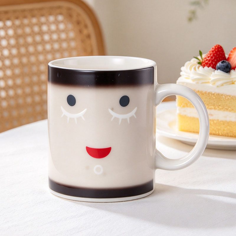 White awake face mug after hot water - Form Feast