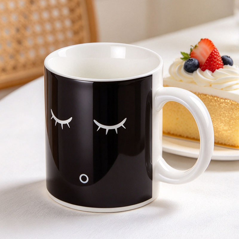 Black sleeping face mug close up cold state - Form Feast