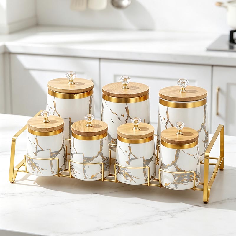White HD-5028L ceramic storage jar set in kitchen - Form Feast