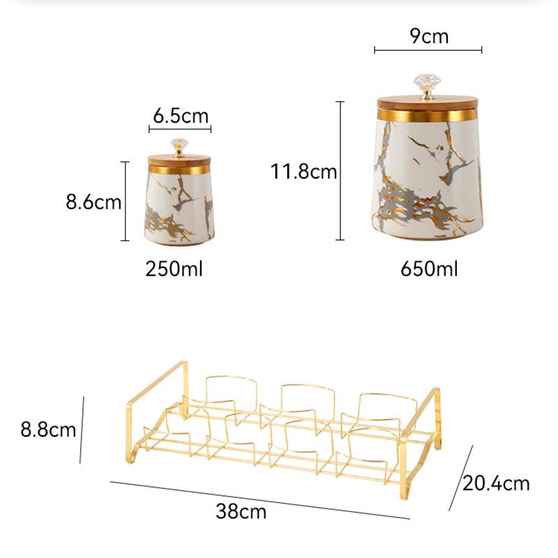 HD-5028L ceramic storage jar set size chart 7-piece - Form Feast wholesale