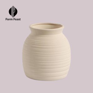Beige HG-8029 unglazed ceramic vase for dried and artificial flowers 15cm - Form Feast wholesale