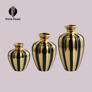 Black and gold HG-8034 electroplated ceramic decorative vase - Form Feast wholesale