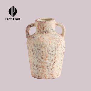 Multi-color HG-8094 unglazed ceramic vase with handles 21cm - Form Feast wholesale
